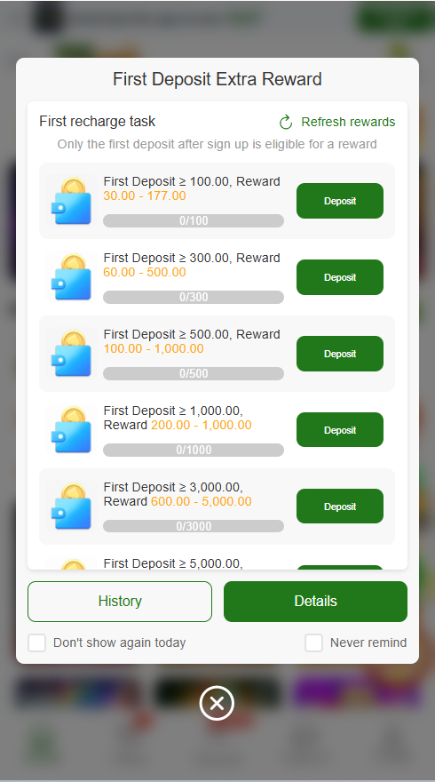 Deposit and Withdraw on 75Pak Game